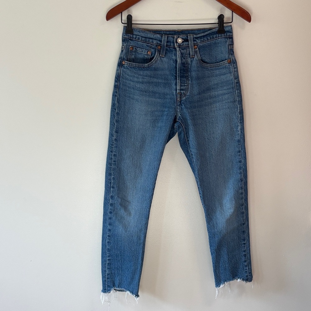 Levi's Premium 501 S Classic Blue Jeans with raw edge hem 24W